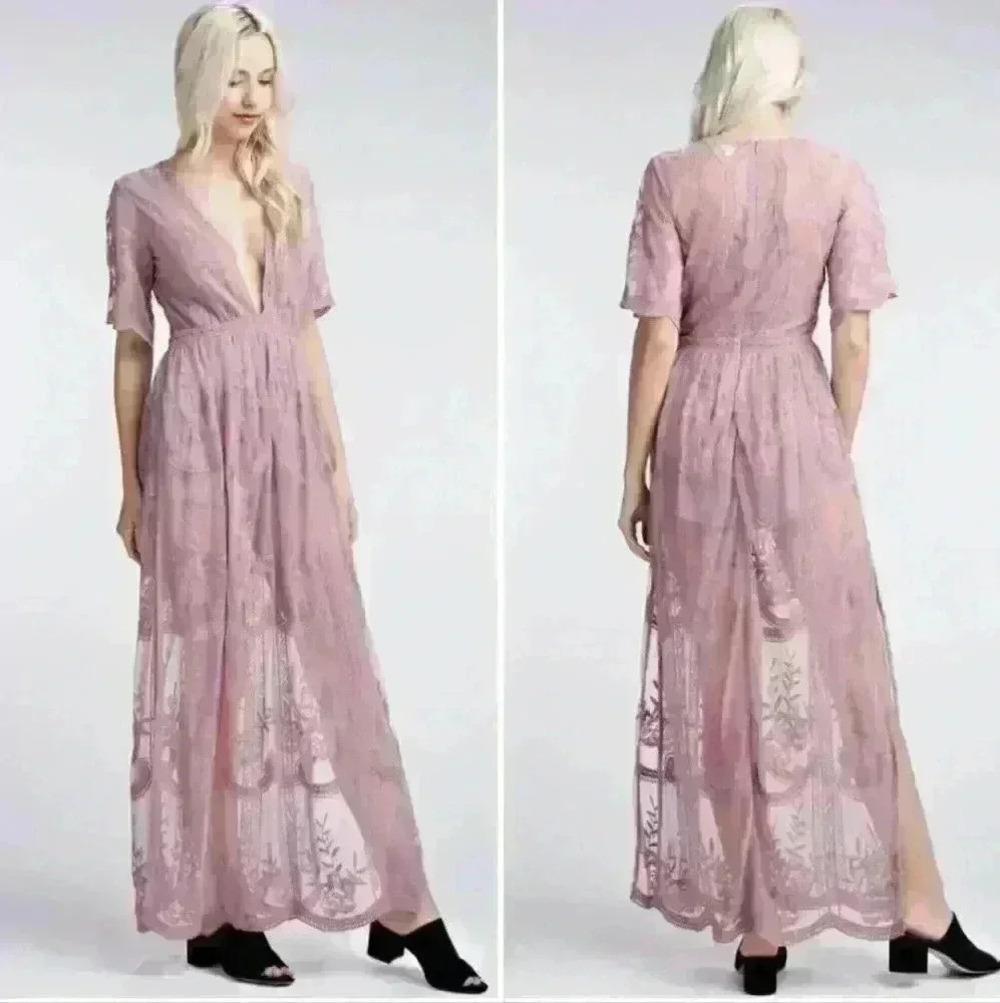 Honey Punch Lace Romper Maxi Size Small